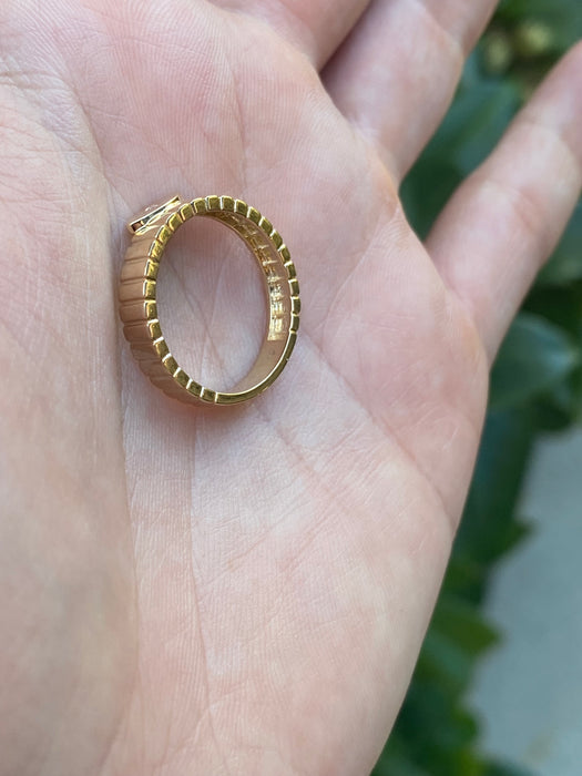 14k ribbed evil eye diamond ring size 6.5