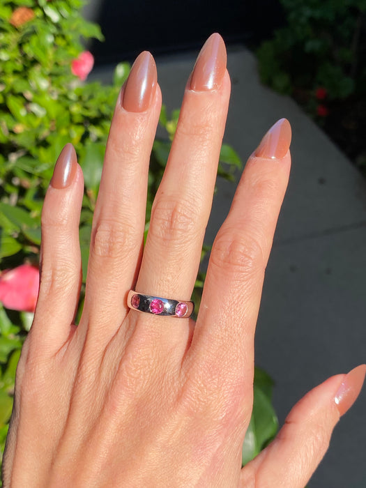 Vintage 18K White Gold Pink Tourmaline Ring