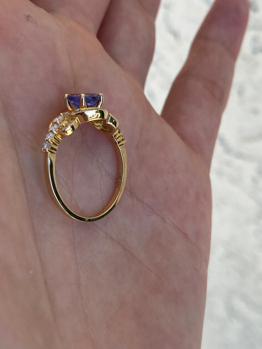 14k whimsical tanzanite diamond ring size 6.5