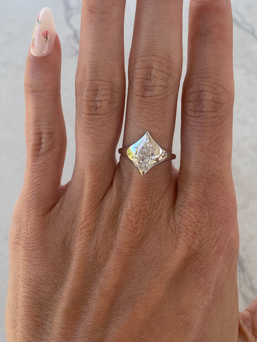 14K White Gold 2.00ct Step-Cut Pear Lab Diamond Ring