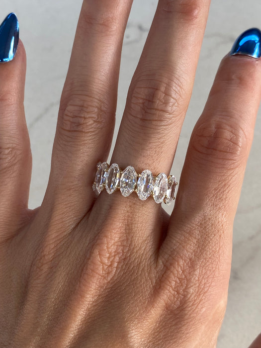 14K Step-Cut Oval Lab Diamond Half Eternity Ring – 5.30 TCW