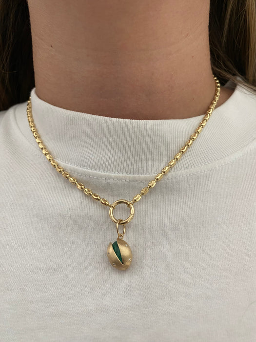 14K Gold Malachite & Diamond Pistachio Charm