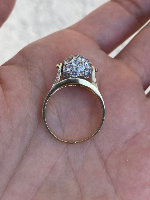 14k CZ ball spinner ring size 7.25