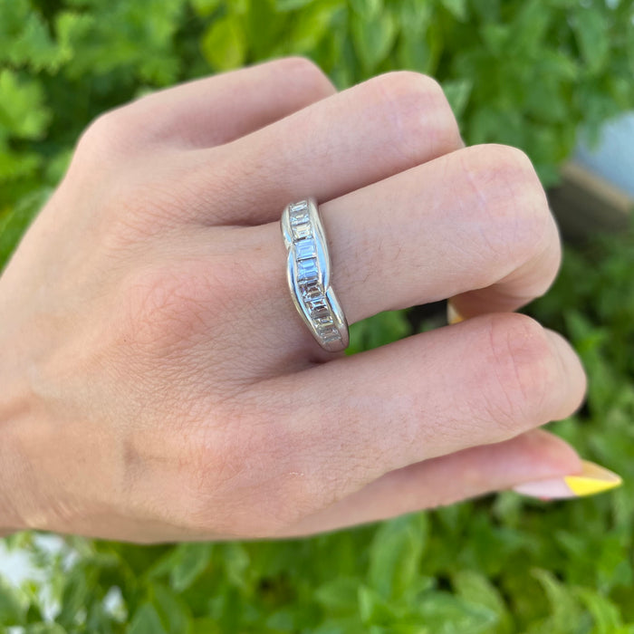 Vintage Platinum 900 Emerald Cut Diamond Ring – 1.01 TCW | Size 8.75