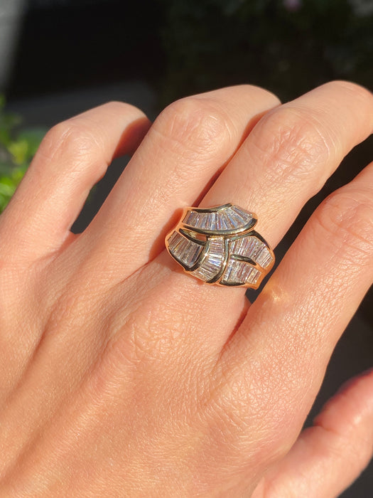 18k diamond baguette ring size 6