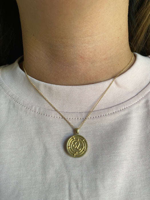 14K Leo Lion Rolo Chain Necklace