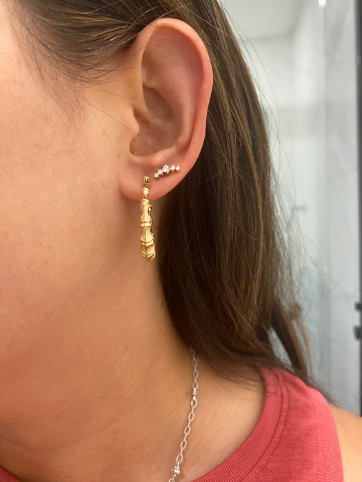 14K Vintage Bamboo Hoop Earrings