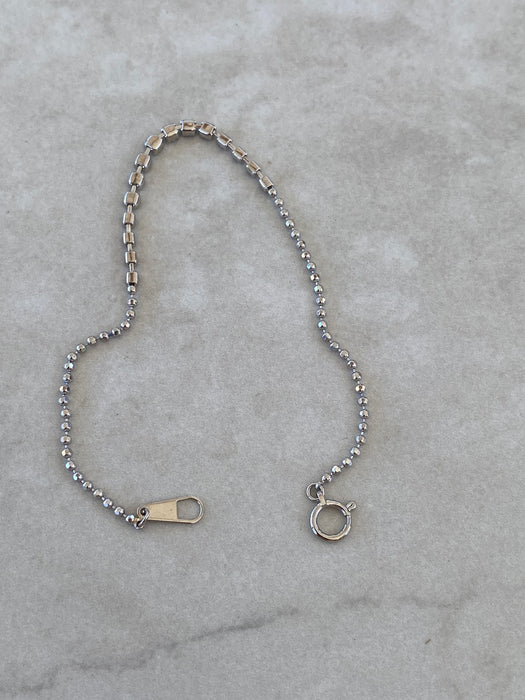 Vintage Platinum 850 Natural Diamond Gradient Bead Chain Bracelet 0.50 TCW 6.75”