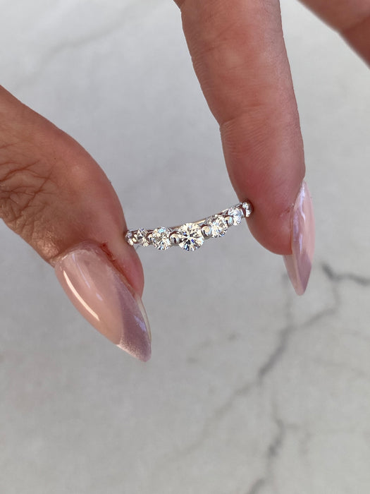 Vintage Platinum 900 Diamond Chevron Ring