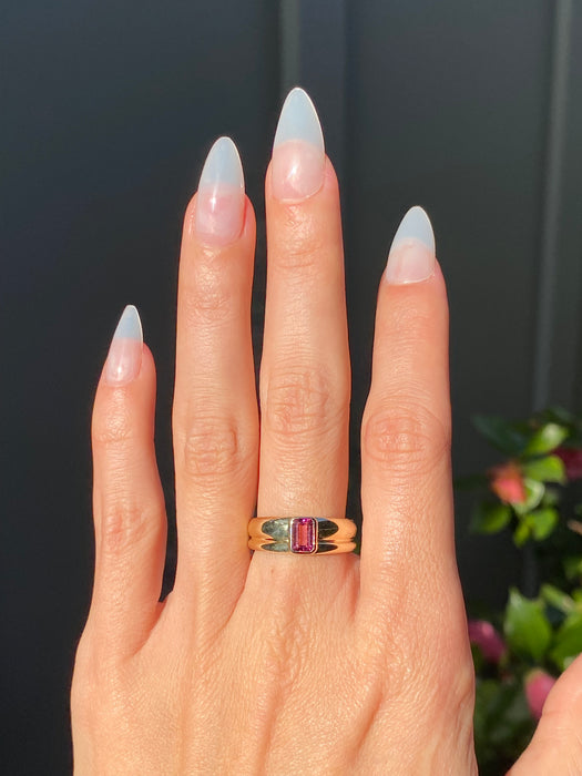 14k pink tourmaline bezel set ring size 6.5