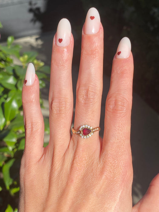 14k garnet diamond ring size 6.5