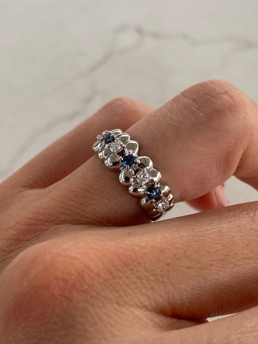 Vintage Platinum 900 Alexandrite & Diamond Flower Ring