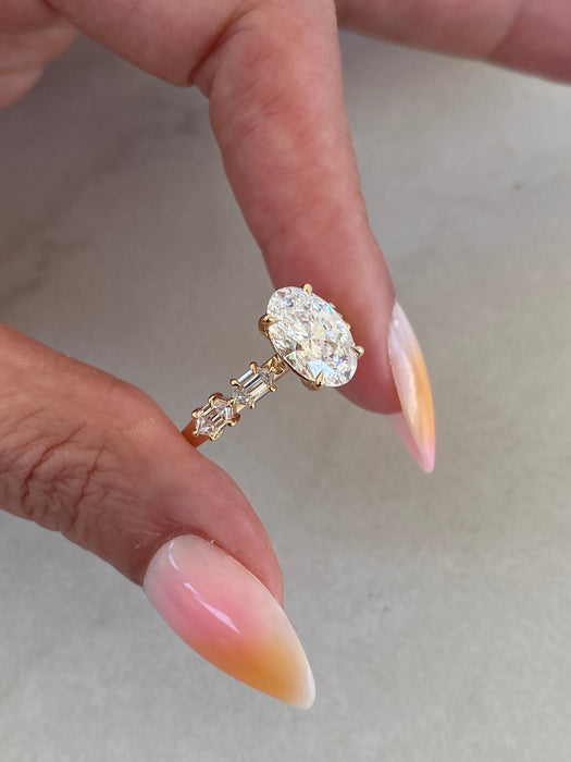 14K 2.83 TCW Oval Lab Diamond Ring