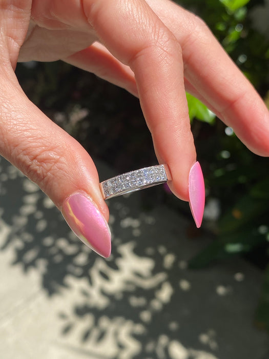 Vintage Platinum Invisible Set Diamond Ring