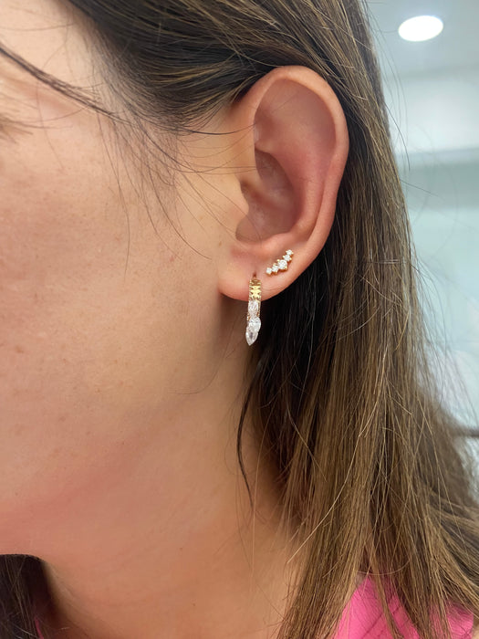 14K Lab Diamond Ear Climber Stud Earrings