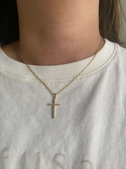 18K Gold Natural Diamond Cross Pendant – 0.36 TCW