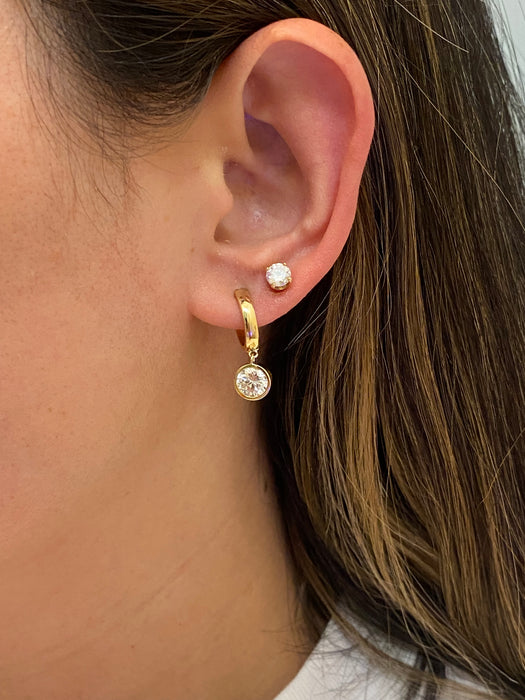14K Gold 1.8 TCW Bezel-Set Lab Diamond Huggie Earrings