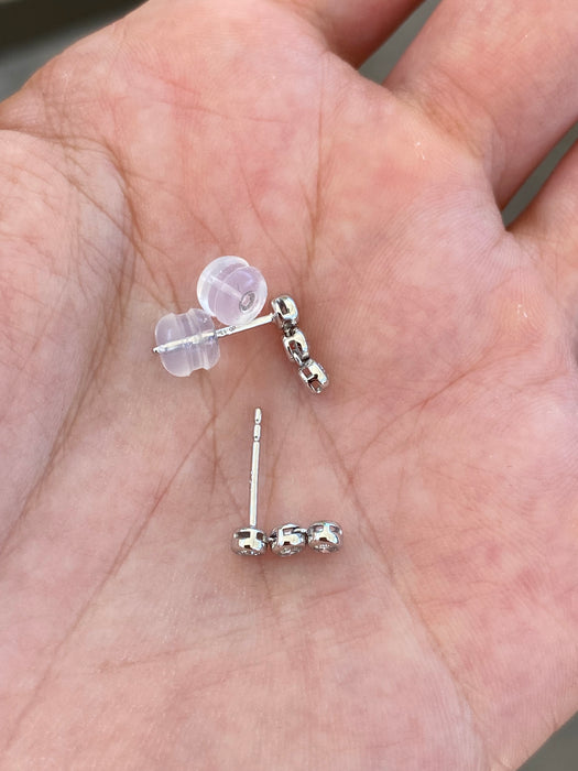 18K White Gold Bezel Set Natural Diamond Drop Stud Earrings