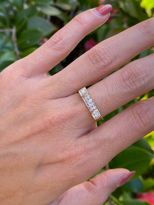 14k diamond squared ring size 6.25