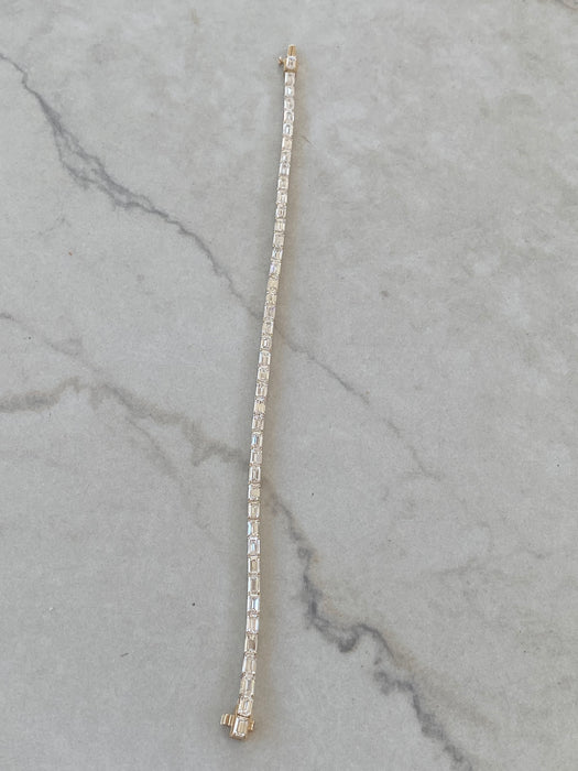 14K Yellow Gold Emerald Cut Lab Diamond Tennis Bracelet | 7.1 Carat