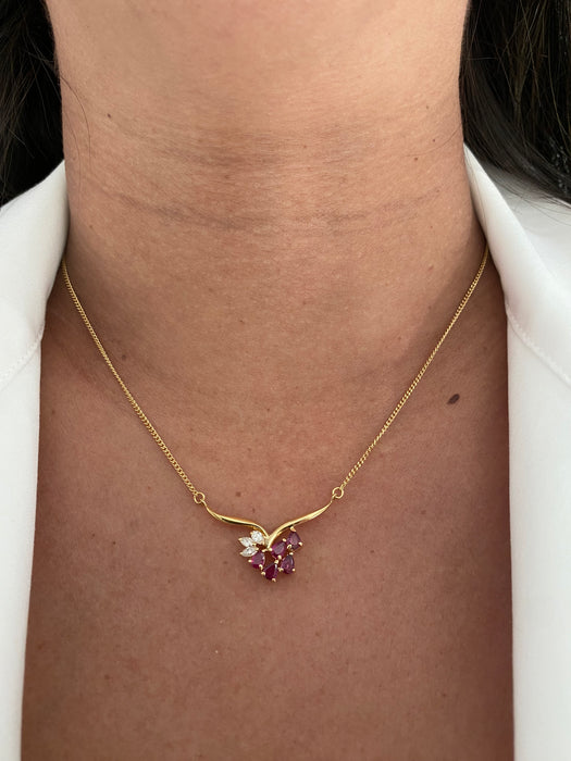 18k ruby diamond necklace 16” or 17.5”