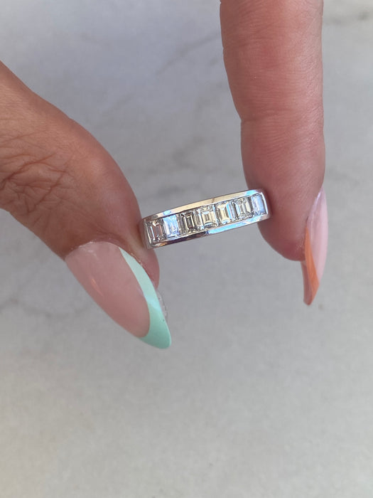 Vintage Platinum 900 1.01 TCW Emerald-Cut Diamond Ring