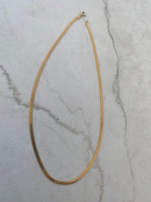 Vintage 14K Gold Herringbone Necklace – 16 Inch, 2.5 mm