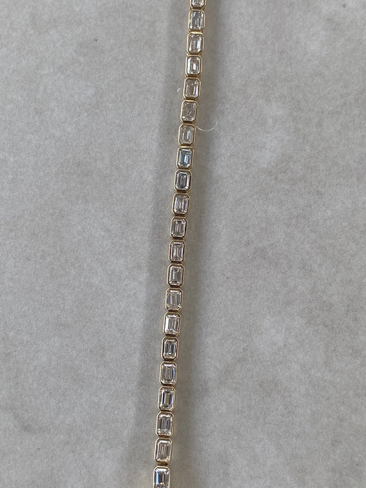 14K Gold 3.62 Carat Bezel-Set Emerald-Cut Lab Diamond Tennis Bracelet - IGI