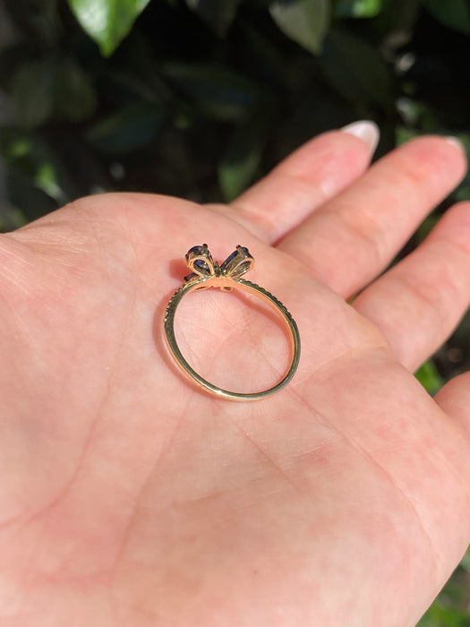 14k blue sapphire diamond butterfly ring size 6.5