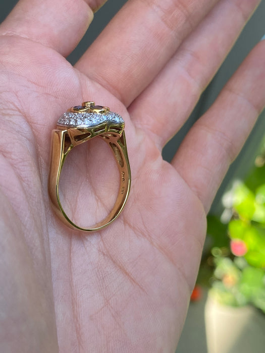 18k platinum diamond heart blue sapphire flower ring size 10.5