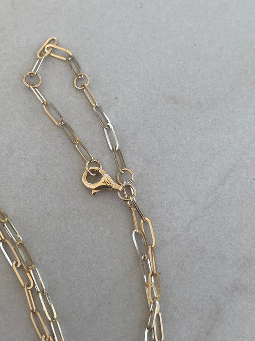 14K Gold Prasiolite, Diamond & Emerald Paperclip Chain Necklace