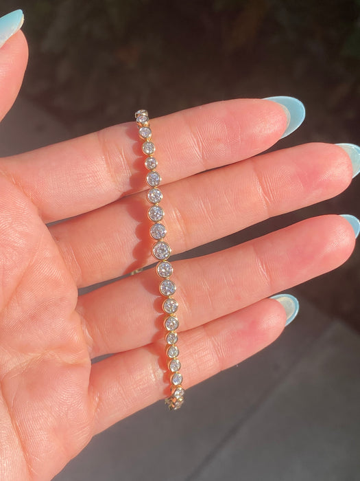 14K Natural Diamond Bezel Set Tennis Bracelet – 1.50 TCW