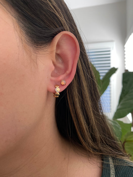 14K Rose Gold Opal Stud Earrings