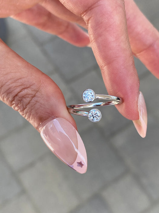 14K White Gold Lab Diamond Bypass Ring