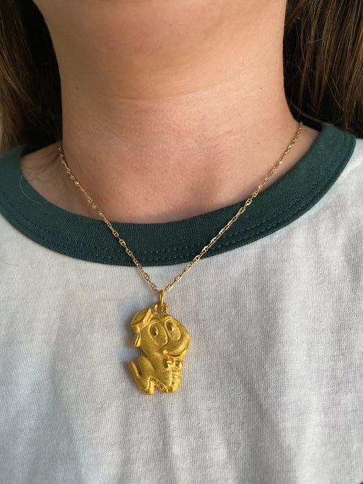 Vintage 24K Gold Bookworm Charm
