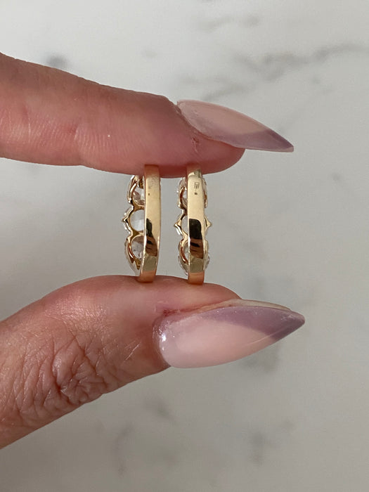 14K Rose Cut Lab Diamond Huggie Earrings