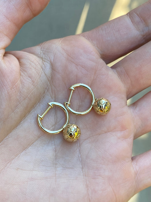 14k diamond ball huggie earrings