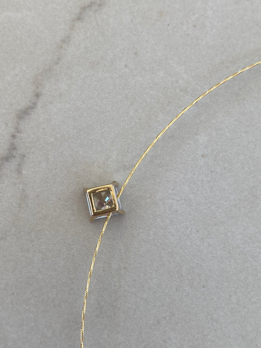 18K Gold Spiral Collar Necklace with Removable Lab Diamond Pendant