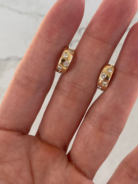 14K 0.5 TCW Flush-Set Natural Diamond Huggie Earrings