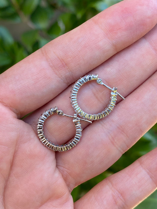 Platinum 1 carat diamond hoop earrings