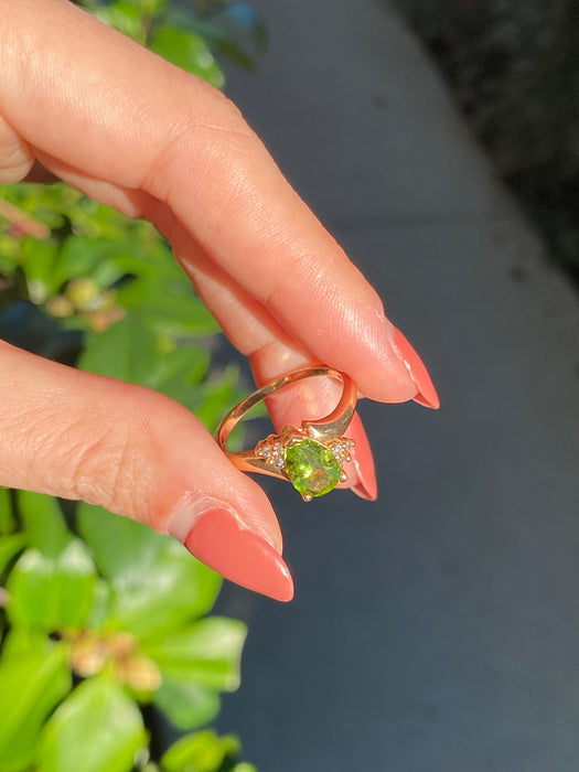 14k peridot diamond ring size 7