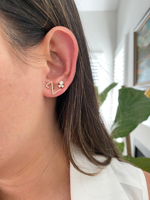 14k single earring diamond letter initial stud