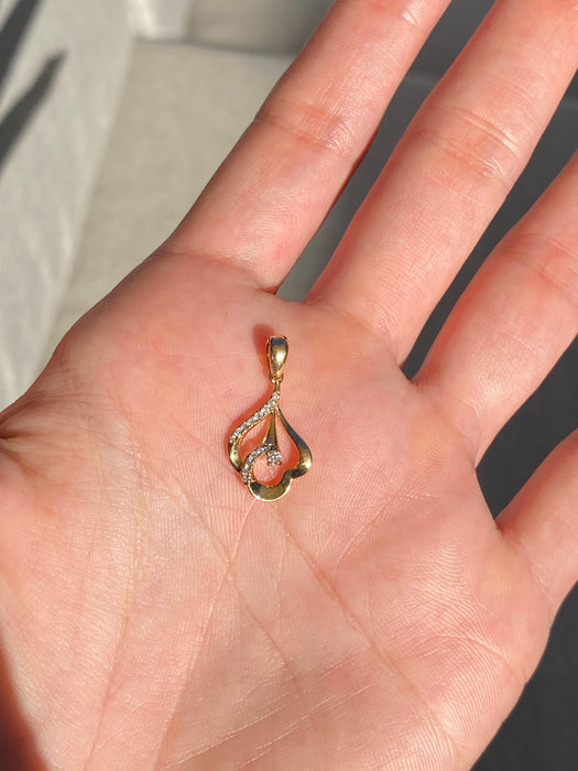 14k diamond flower pendant charm
