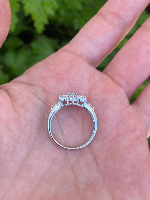 Vintage Platinum 900 Diamond Flower Ring – 1.00 TCW Natural Diamonds – Size 5.75