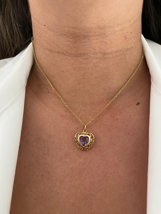 14k amethyst heart pendant