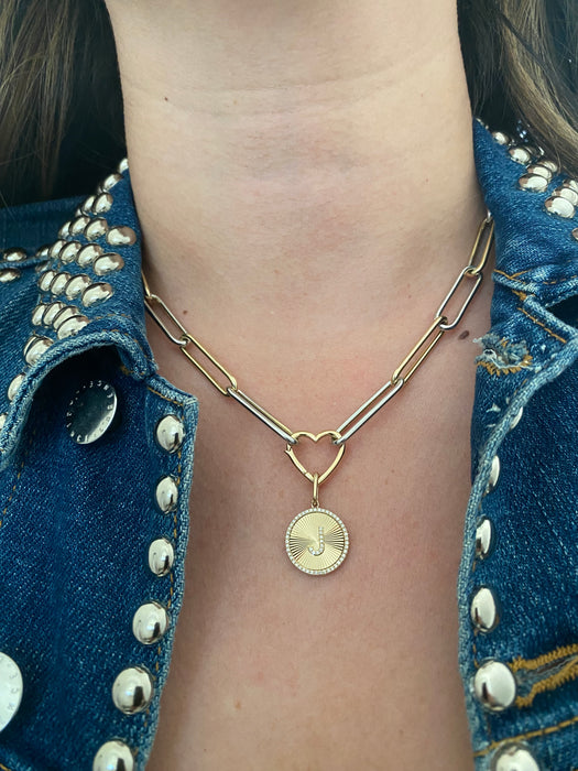 14K Gold Fluted Diamond Initial Pendant Letter J M S