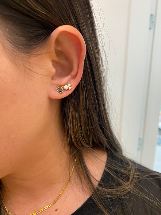 14k blue sapphire butterfly stud earrings