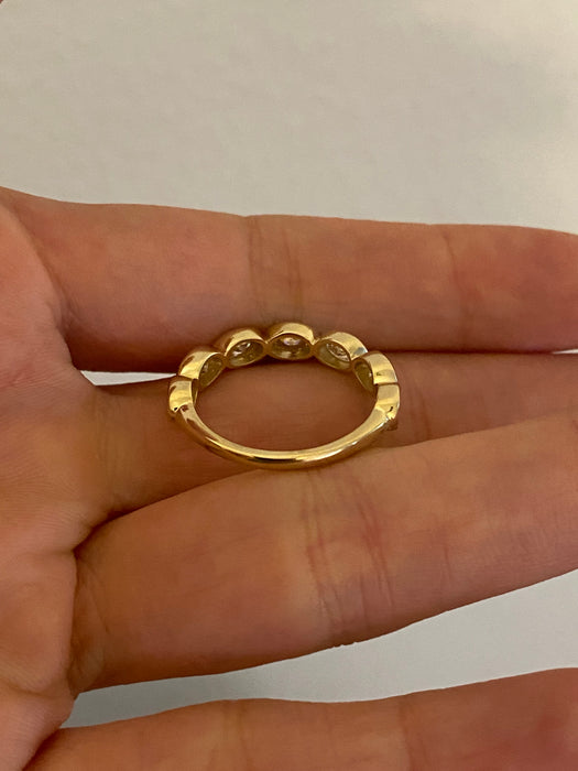 14K Gold East-West Oval Lab Diamond Bezel Half Eternity Ring — 1.20 TCW
