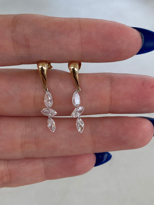14K Floating Lab Diamond Pear & Marquise Drop Earrings