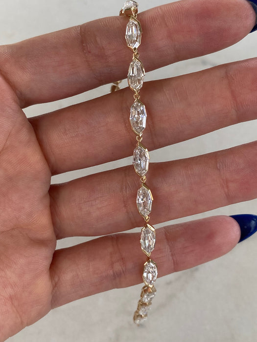 14K Step-Cut Marquise Lab Diamond Bracelet — 8.3 TCW